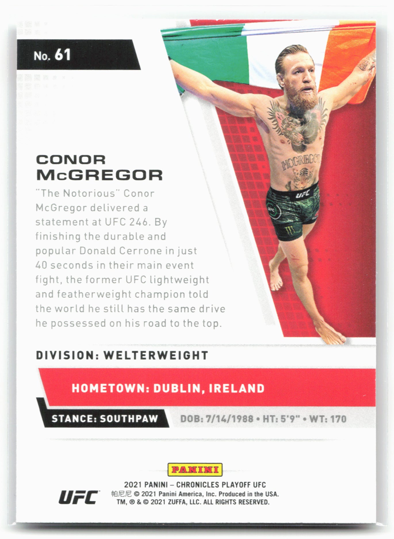 2021 Panini Chronicles UFC #61 Conor McGregor Pink