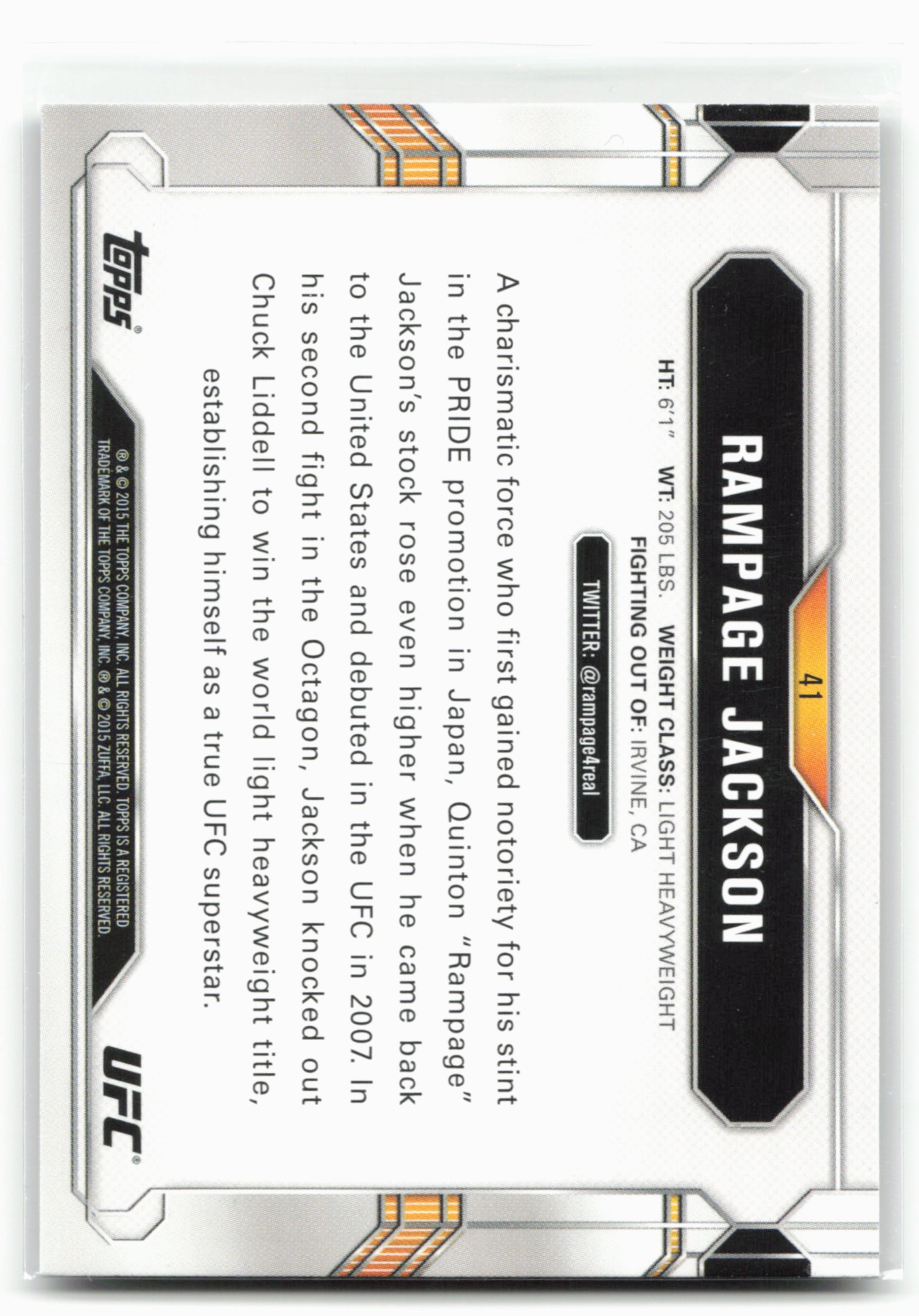 2015 Topps UFC Chronicles #41 Rampage Jackson