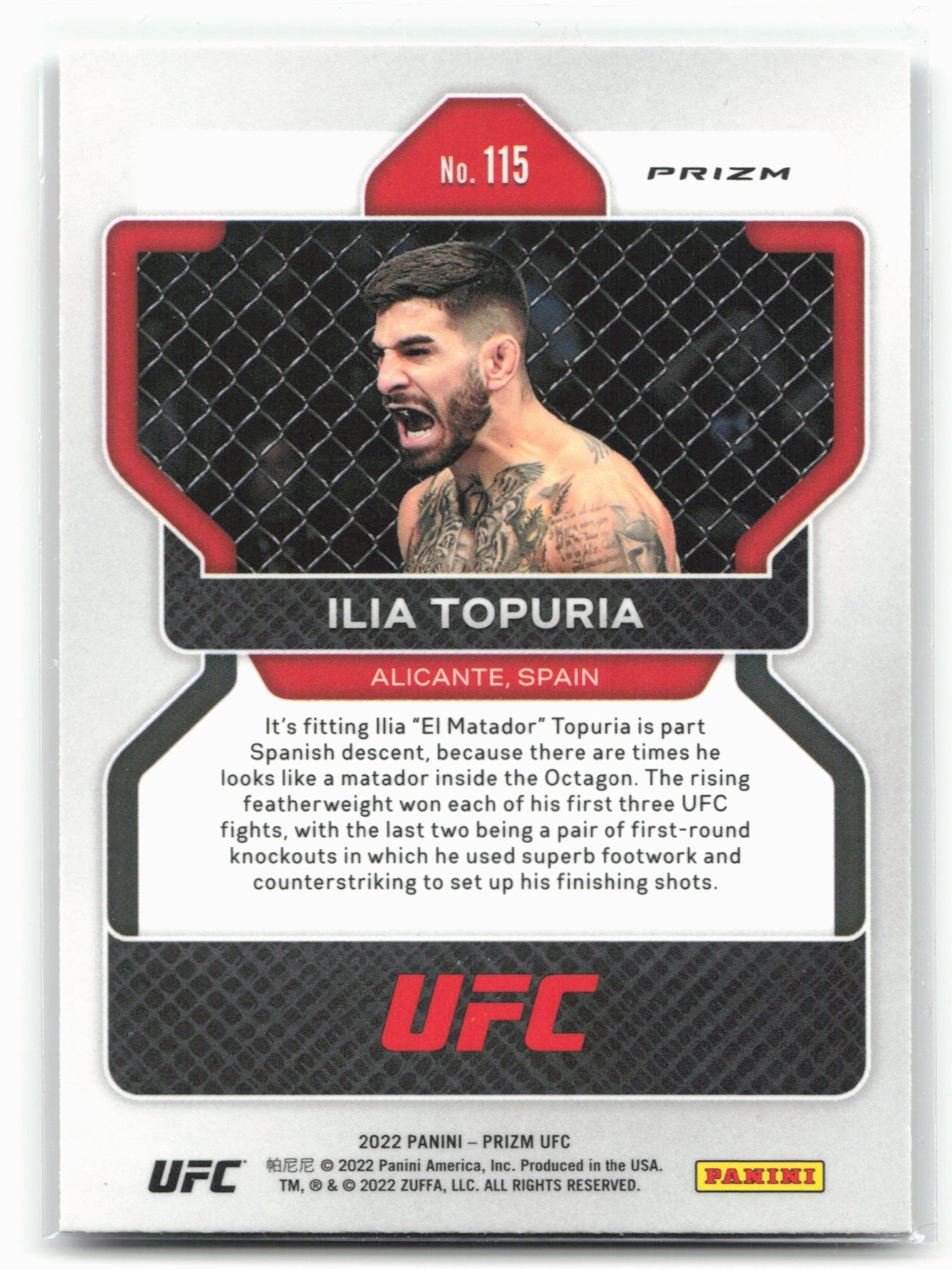 2022 Panini Prizm UFC #115 Ilia Topuria Silver
