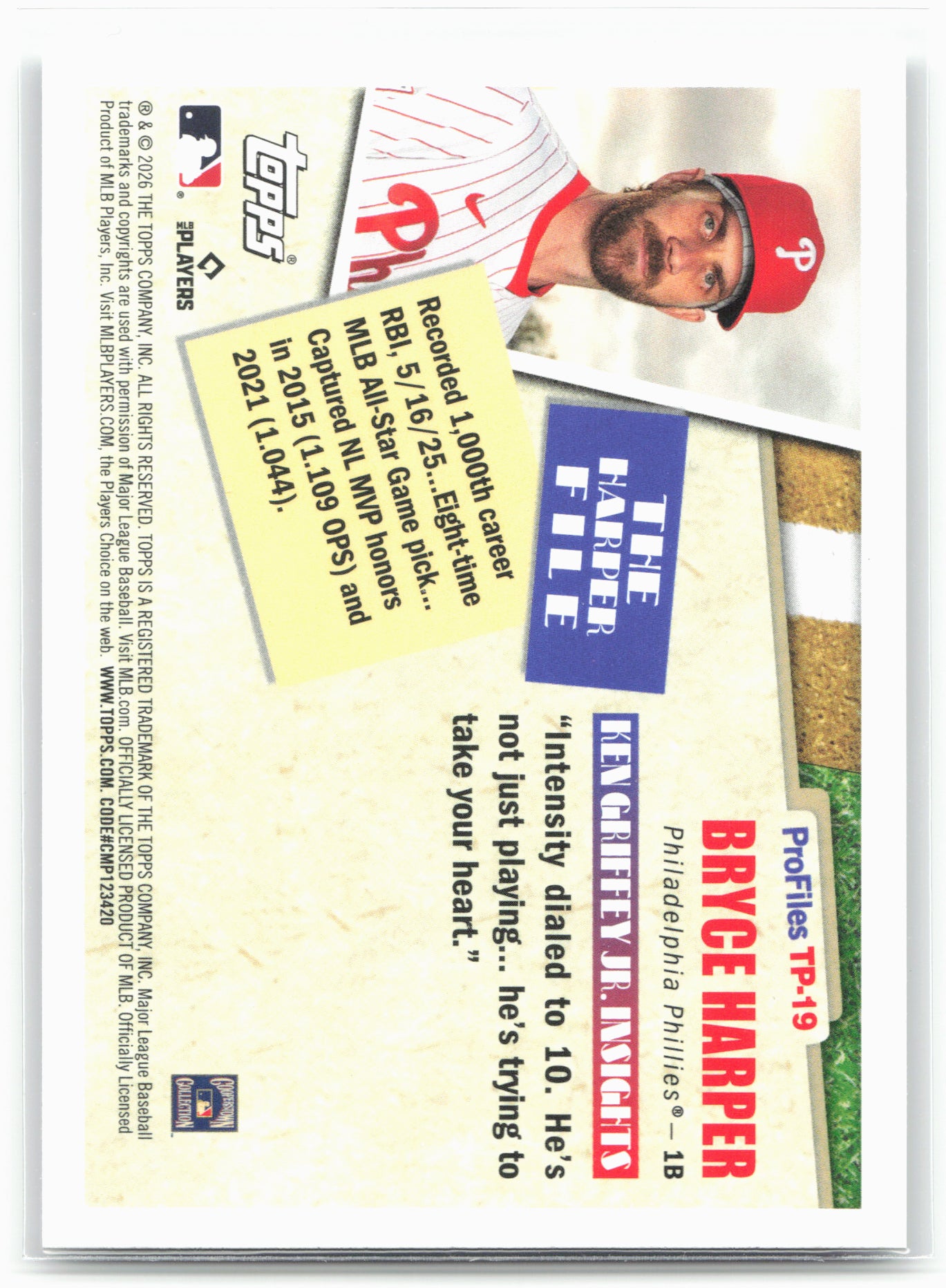 2026 Topps #TP-19 Bryce Harper Topps Profiles