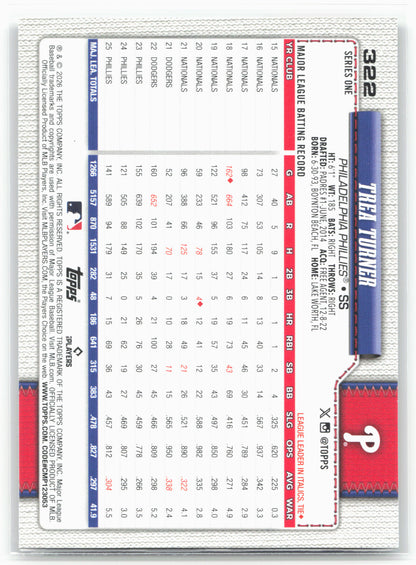 2026 Topps #322 Trea Turner Rainbow Foil