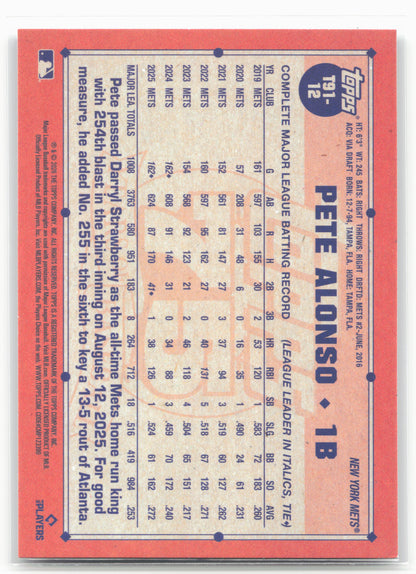 2026 Topps #T91-12 Pete Alonso 1991 Topps Baseball 35th Anniversary (Series One)
