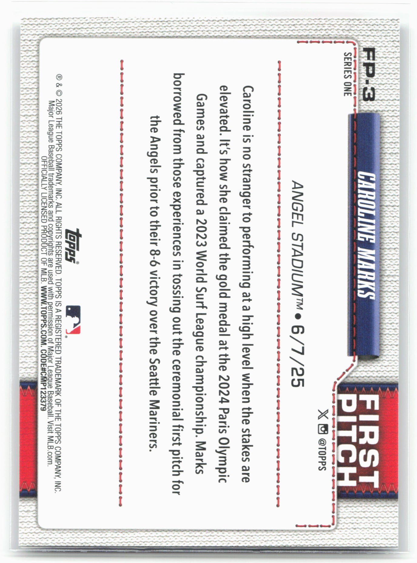 2026 Topps #FP-3 Caroline Marks First Pitch
