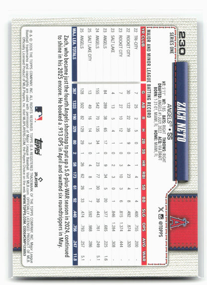 2026 Topps #230 Zach Neto Sandglitter
