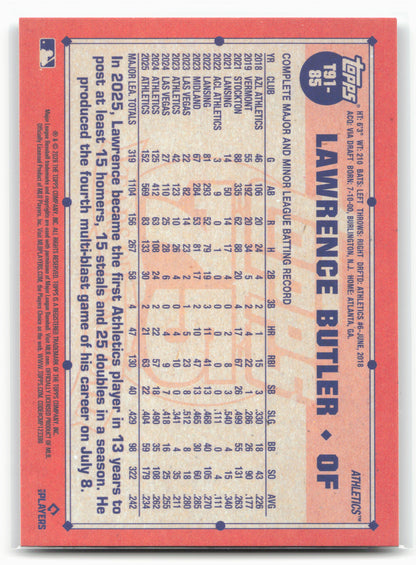 2026 Topps #T91-85 Lawrence Butler 1991 Topps Baseball 35th Anniversary