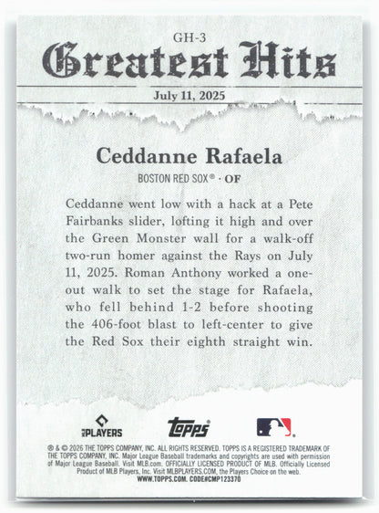 2026 Topps #GH-3 Ceddanne Rafaela 2025 Greatest Hits