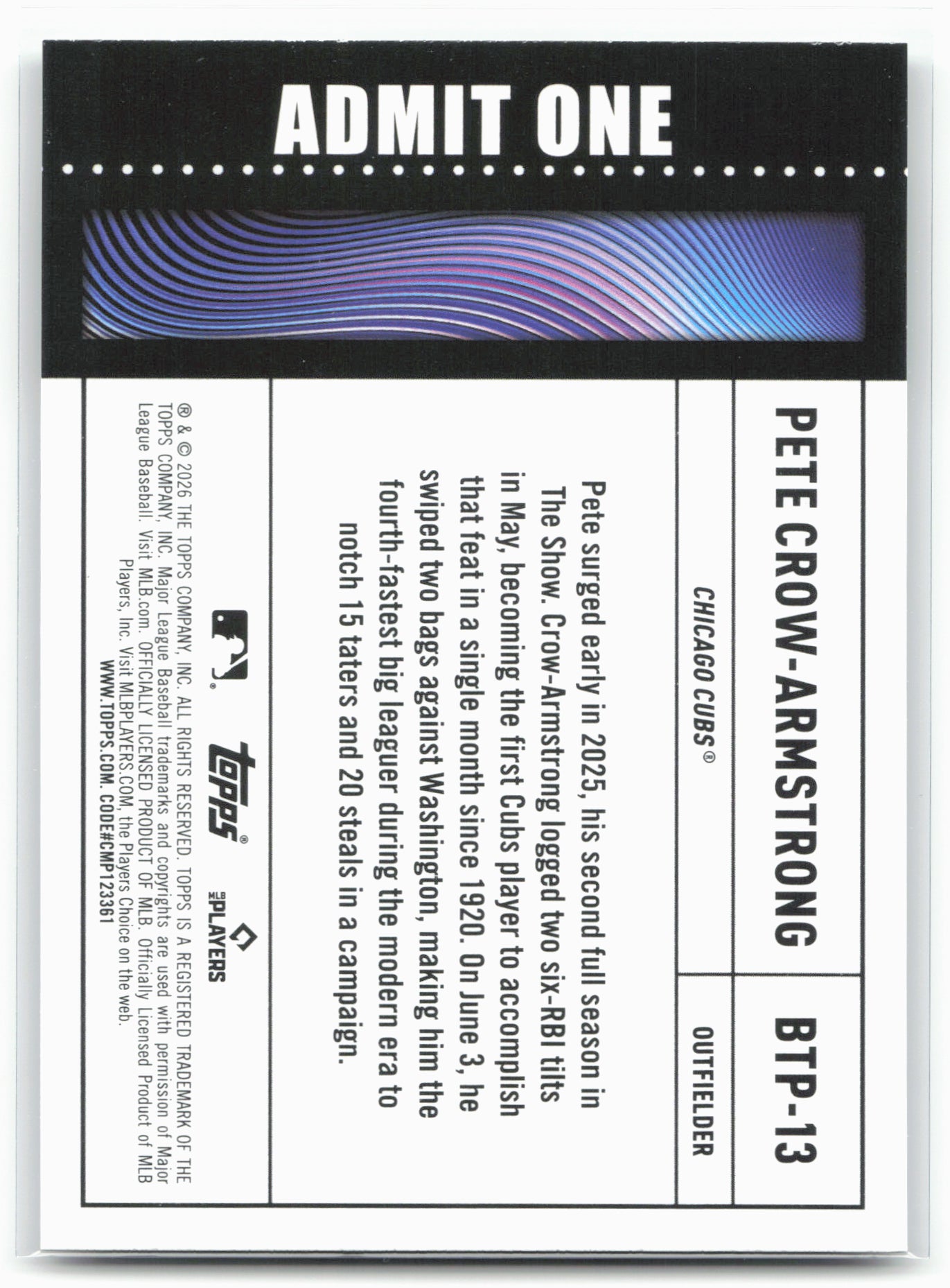 2026 Topps #BTP-13 Pete Crow-Armstrong Big Ticket Players
