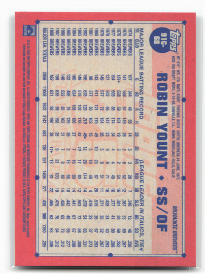 2026 Topps #91C-68 Robin Yount 1991 Topps Baseball 35th Anniversary Chrome