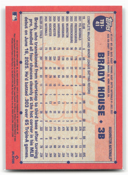 2026 Topps #T91-41 Brady House 1991 Topps Baseball 35th Anniversary