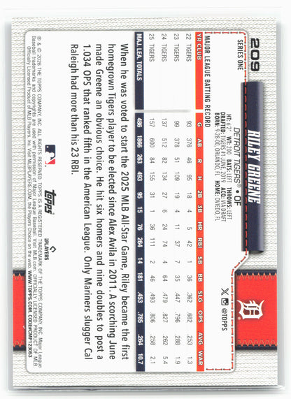2026 Topps #209 Riley Greene Holo Foil