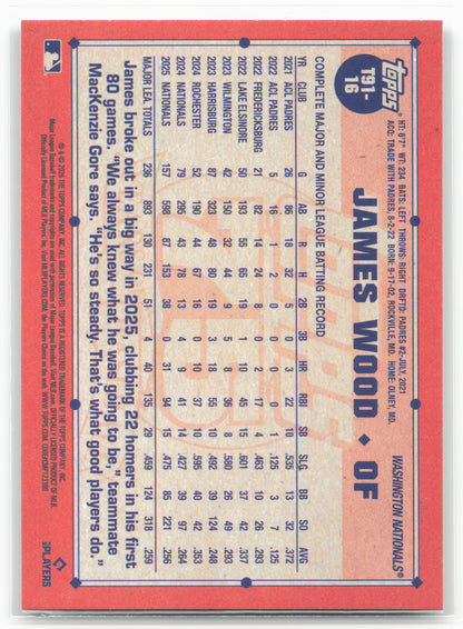 2026 Topps #T91-16 James Wood 1991 Topps Baseball 35th Anniversary