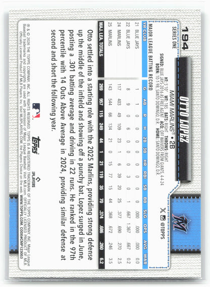 2026 Topps #194 Otto Lopez Diamante Foil