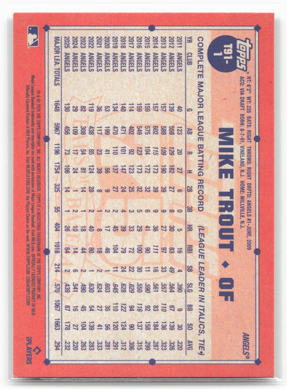 2026 Topps #T91-1 Mike Trout 1991 Topps Baseball 35th Anniversary