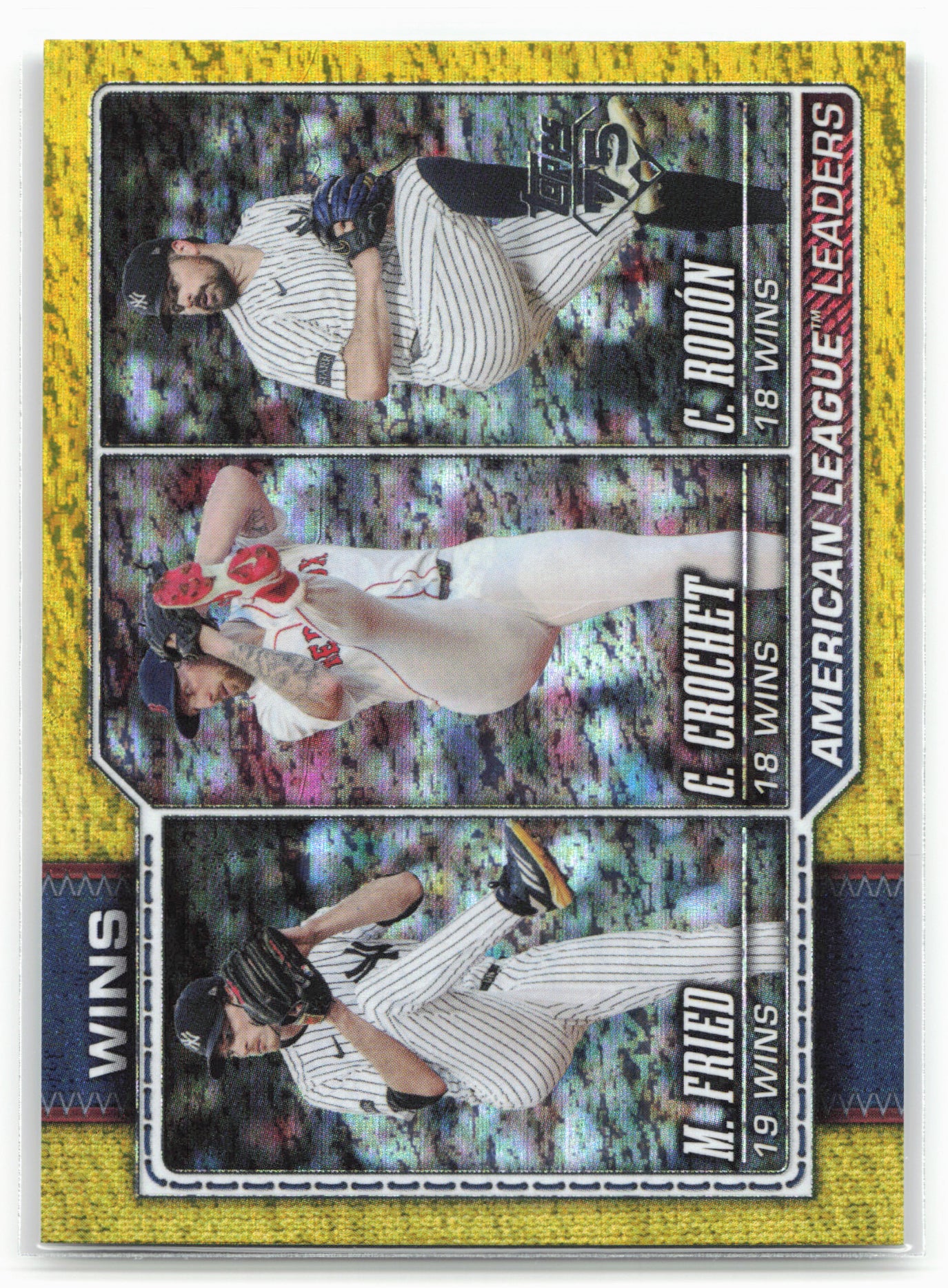 2026 Topps #130 American League Leaders WINS Yellow Holo Foil #/399