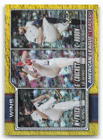 2026 Topps #130 American League Leaders WINS Yellow Holo Foil #/399