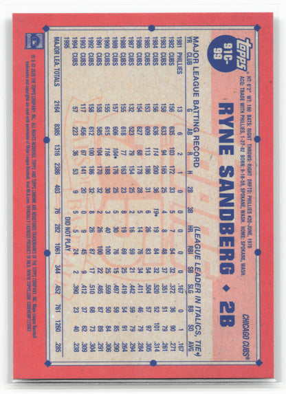 2026 Topps #91C-99 Ryne Sandberg 1991 Topps Baseball 35th Anniversary Chrome