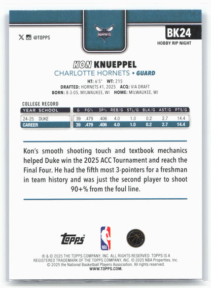 2025-26 Topps Rip Night #BK24 Kon Knueppel Blue