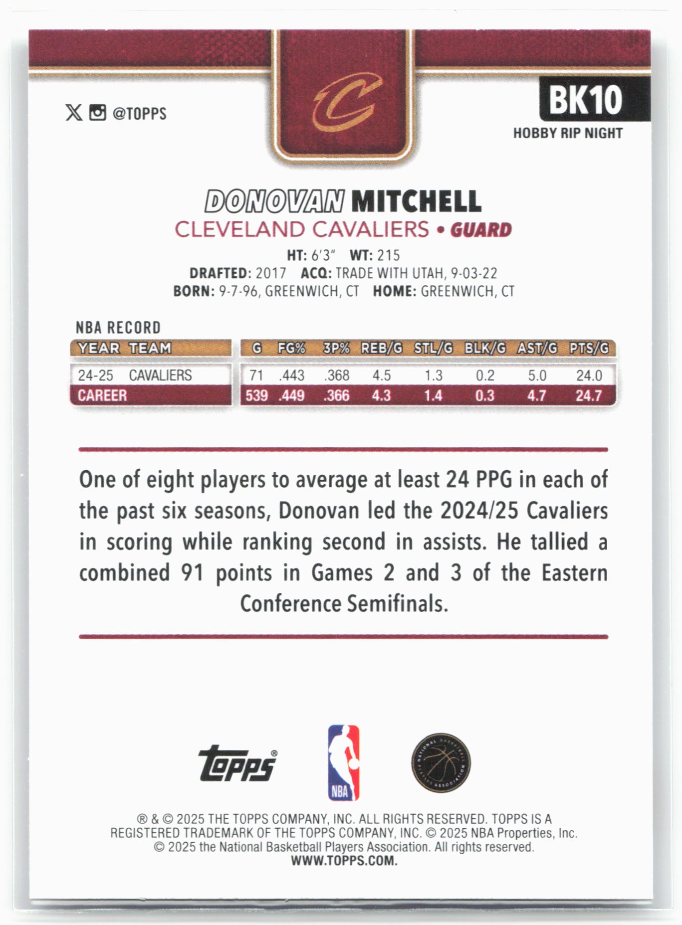 2025-26 Topps #BK10 Donovan Mitchell