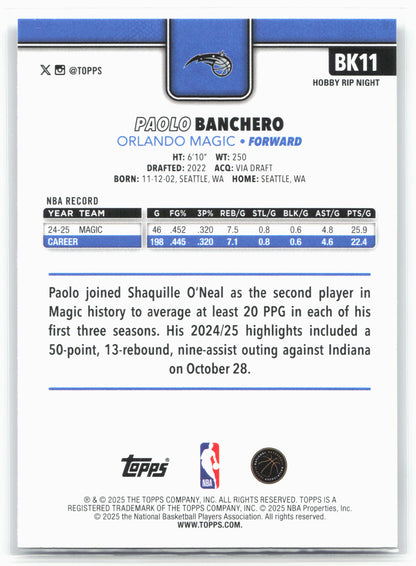 2025-26 Topps #BK11 Paolo Banchero