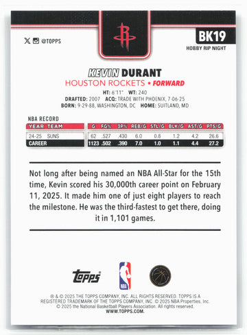 
2025-26 Topps #BK19 Kevin Durant