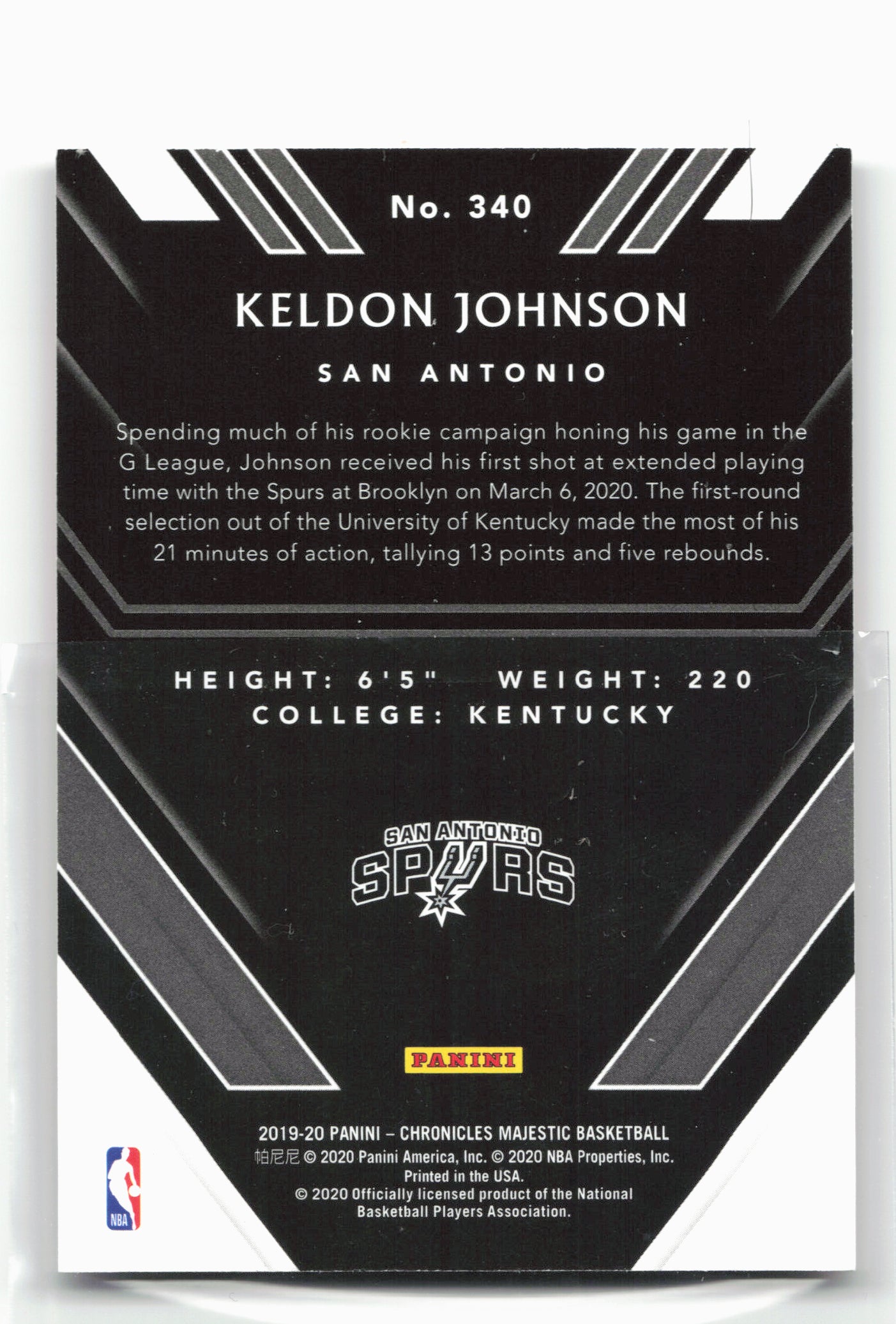 2019-20 Panini Chronicles #340 Keldon Johnson Red #/149