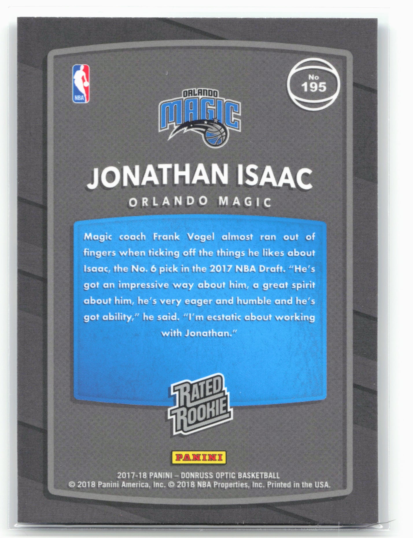 2017-18 Donruss Optic #195 Jonathan Isaac