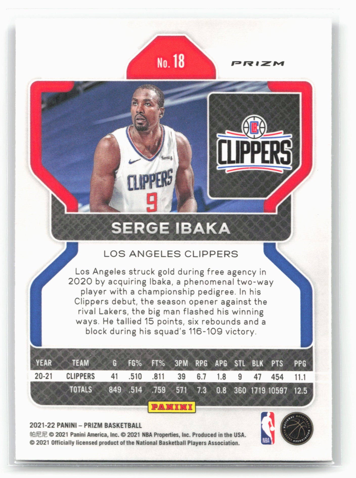2021-22 Panini Prizm #18 Serge Ibaka Purple Wave