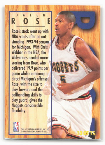 1994-95 Ultra #13 Jalen Rose Ultra All-Rookie 26714