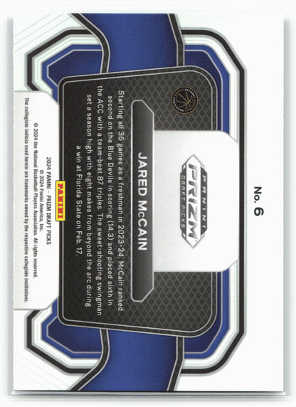 2024 Panini Prizm Draft Picks #6 Jared McCain Campus Legends 26718