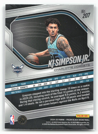 2024-25 Panini Prizm Black #207 KJ Simpson Jr. 26724