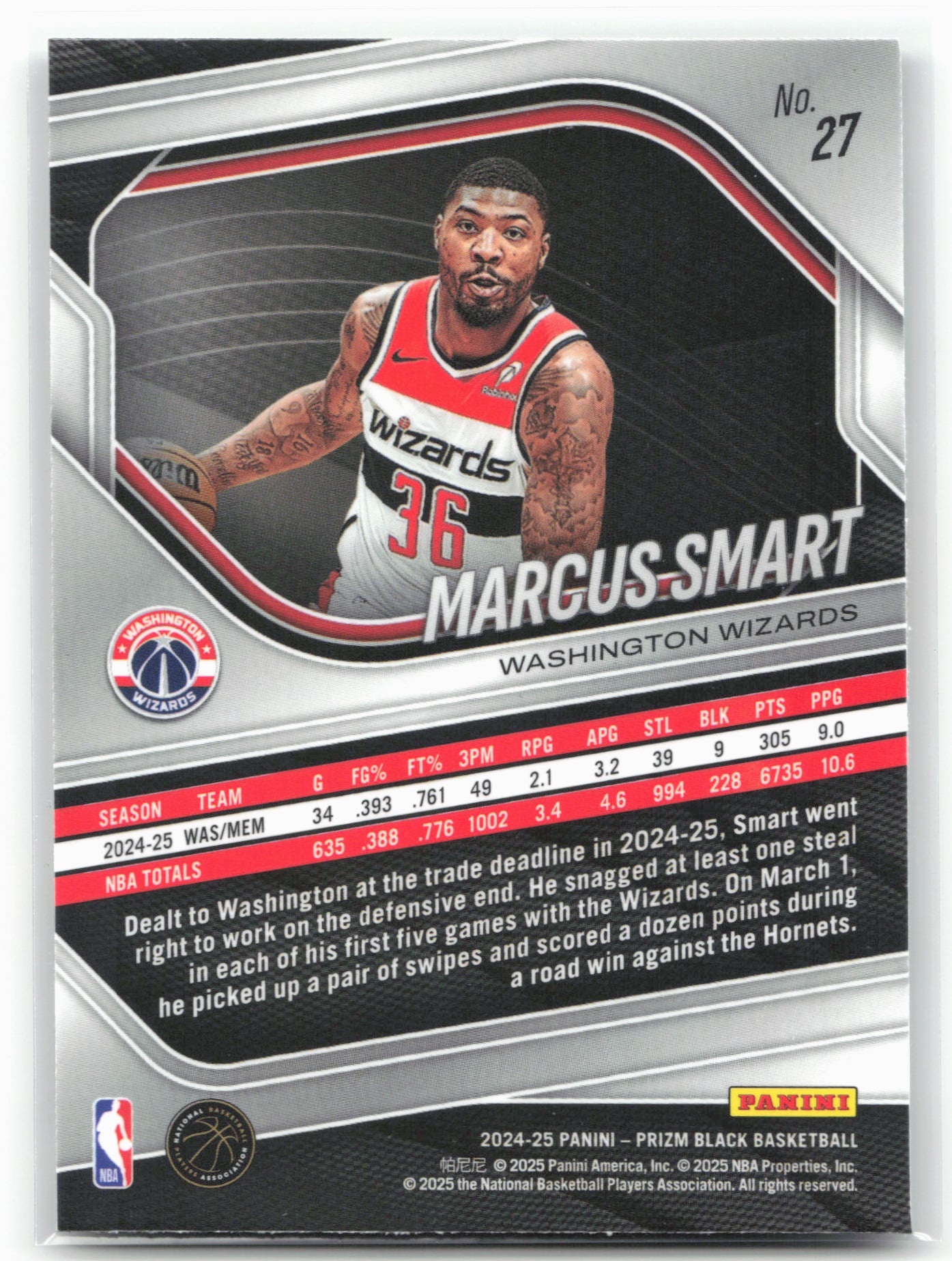 2024-25 Panini Prizm Black #27 Marcus Smart 26725