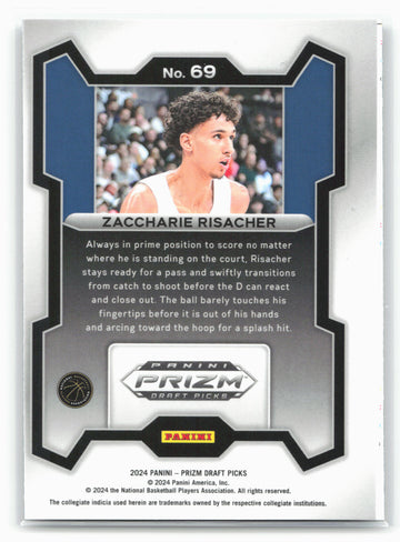 
2024 Panini Prizm Draft Picks #69 Zaccharie Risacher 26726