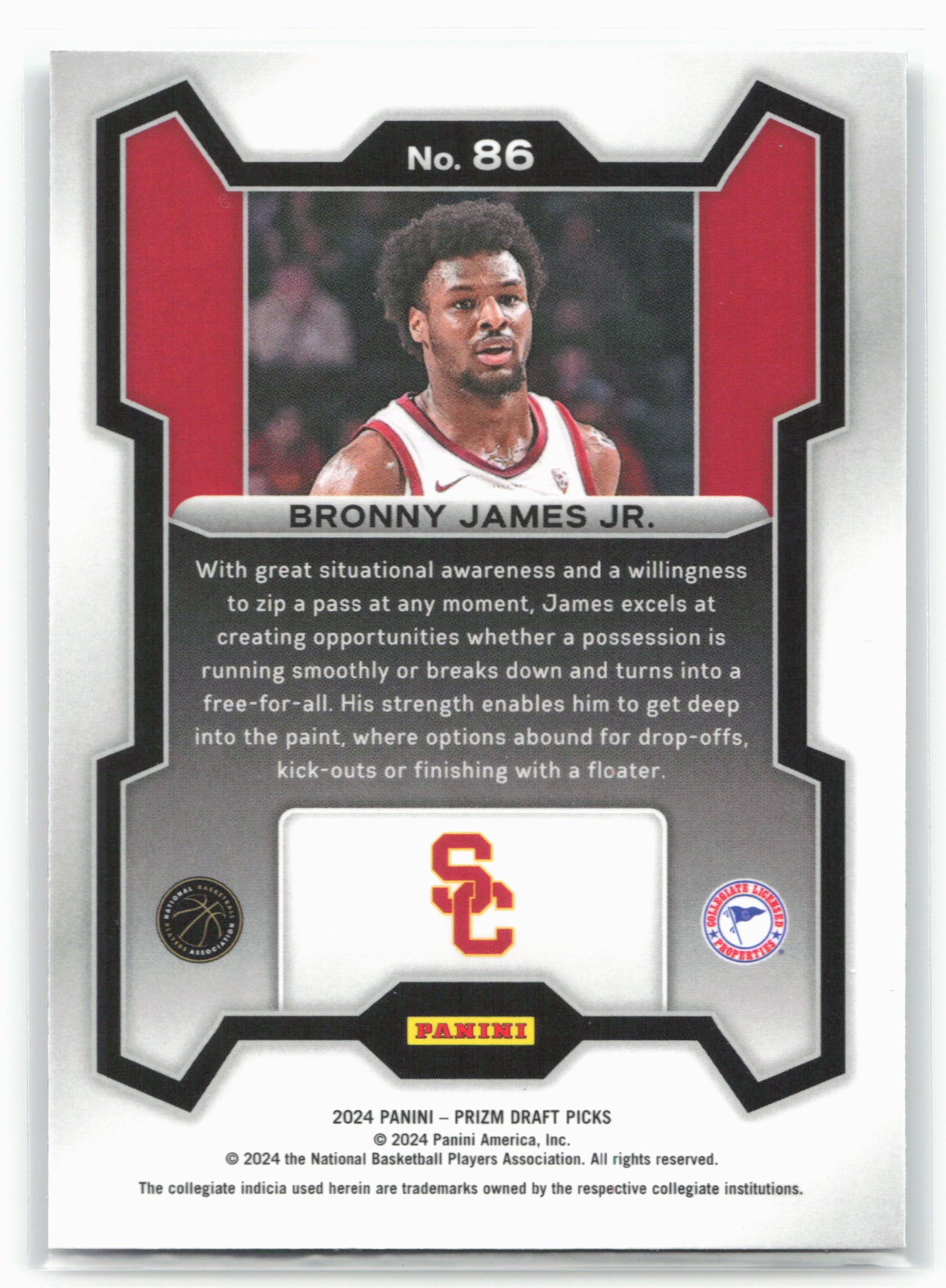 2024 Panini Prizm Draft Picks #86 Bronny James Jr. 26727