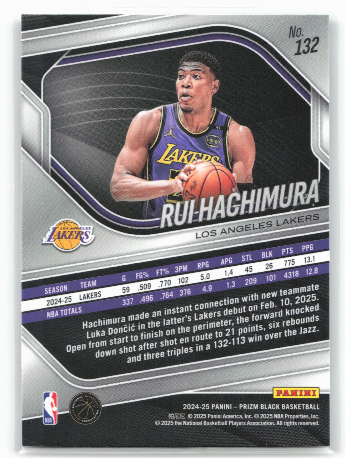 2024-25 Panini Prizm Black #132 Rui Hachimura 26735