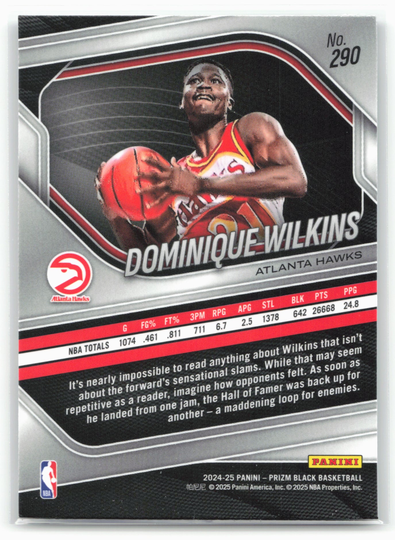 2024-25 Panini Prizm Black #290 Dominique Wilkins