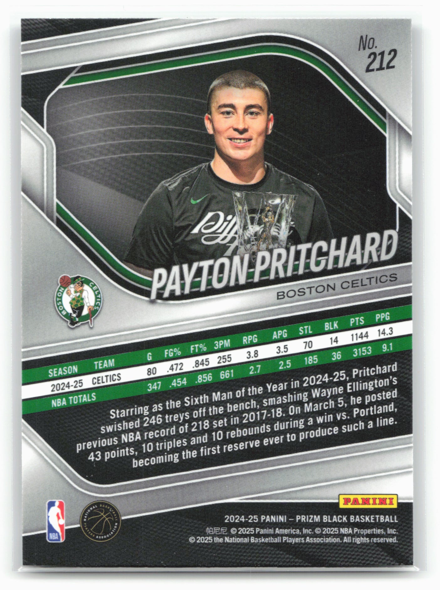 2024-25 Panini Prizm Black #212 Payton Pritchard 26741