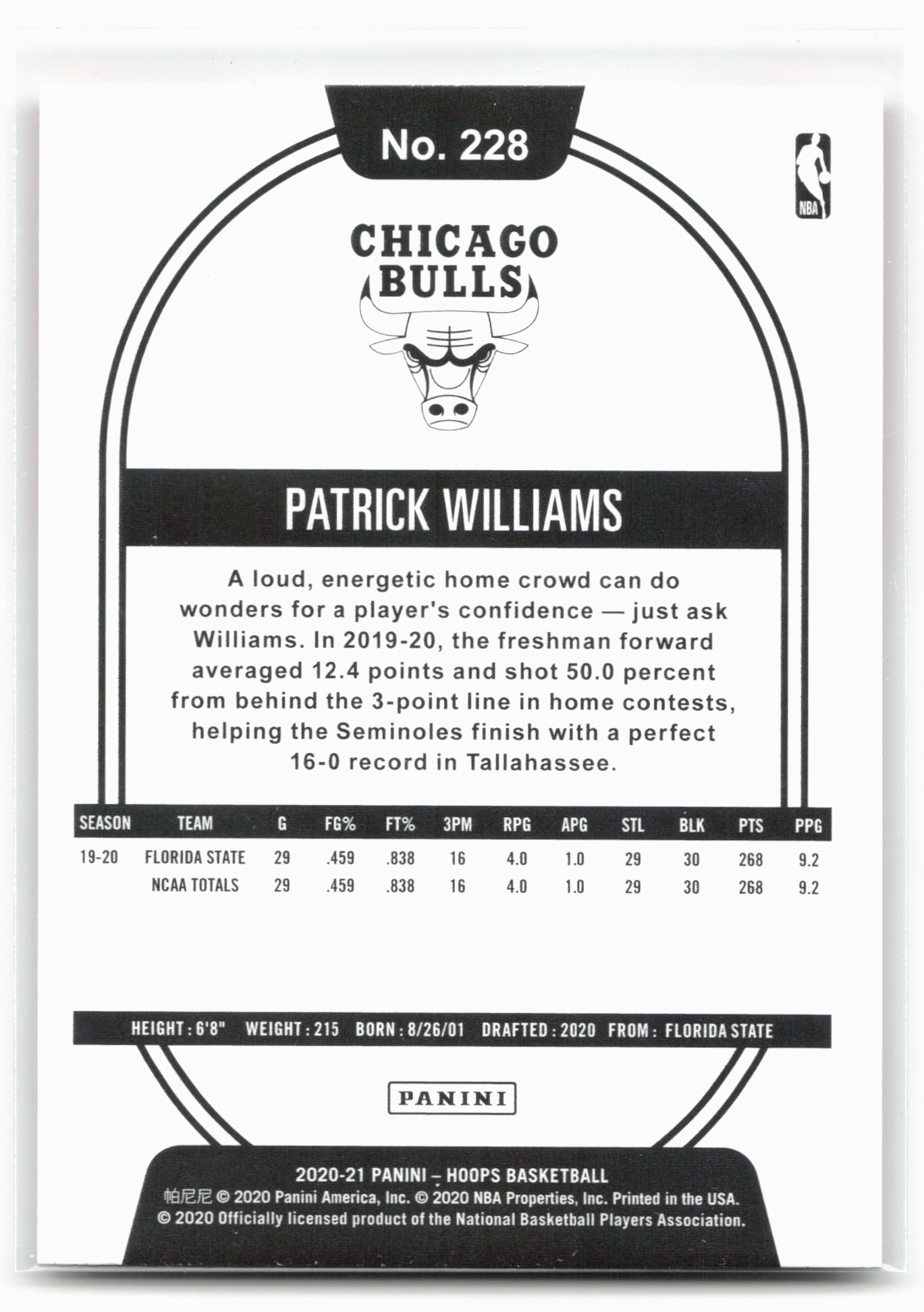 2020-21 Hoops #228 Patrick Williams