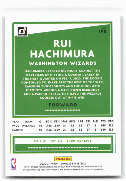 2020-21 Donruss #198 Rui Hachimura