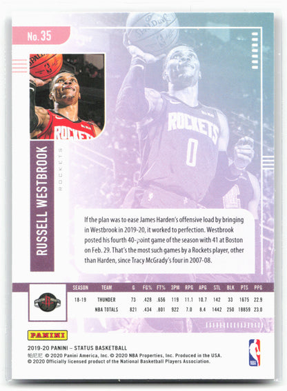 2019-20 Panini Status #35 Russell Westbrook Red