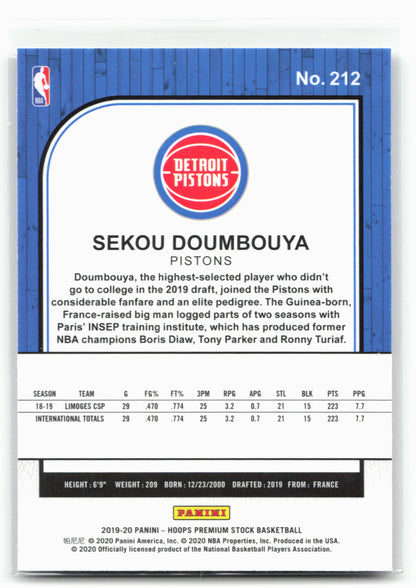2019-20 Hoops Premium Stock #212 Sekou Doumbouya