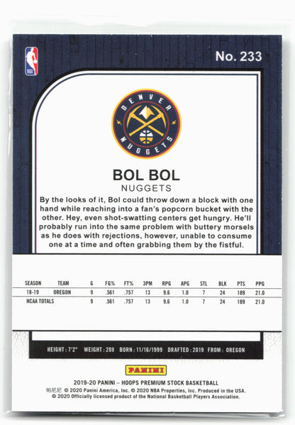 2019-20 Hoops Premium Stock #233 Bol Bol