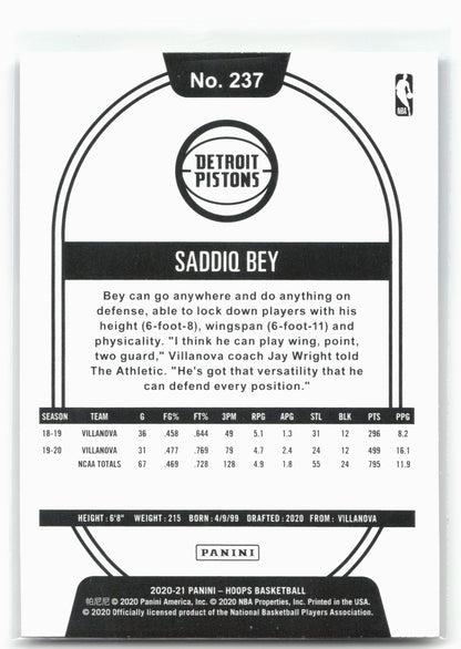 2020-21 Hoops #237 Saddiq Bey