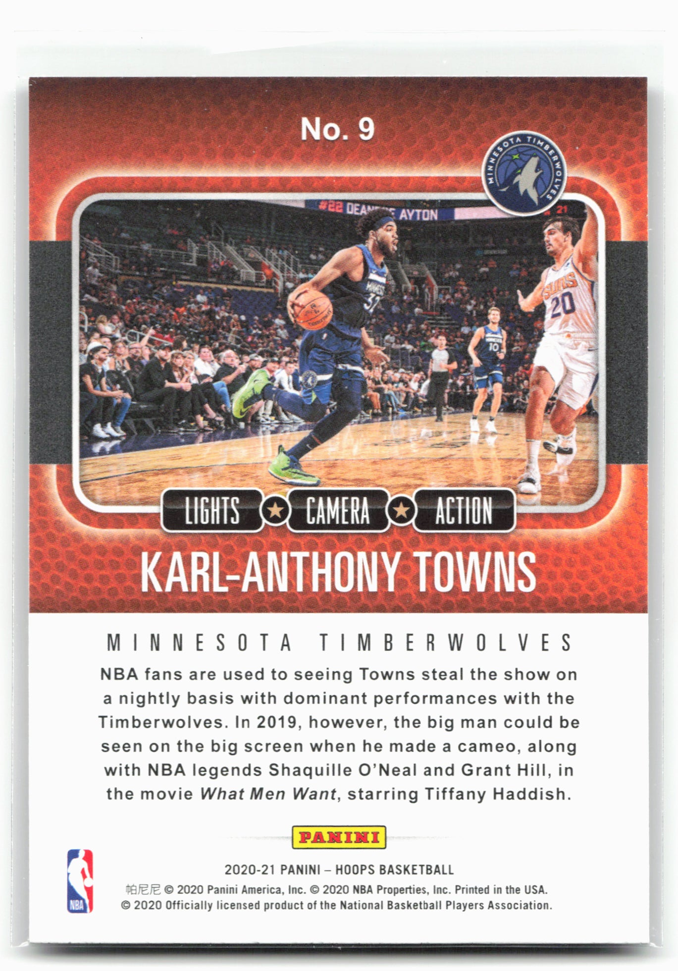 2020-21 Hoops #9 Karl-Anthony Towns Lights Camera Action Holo