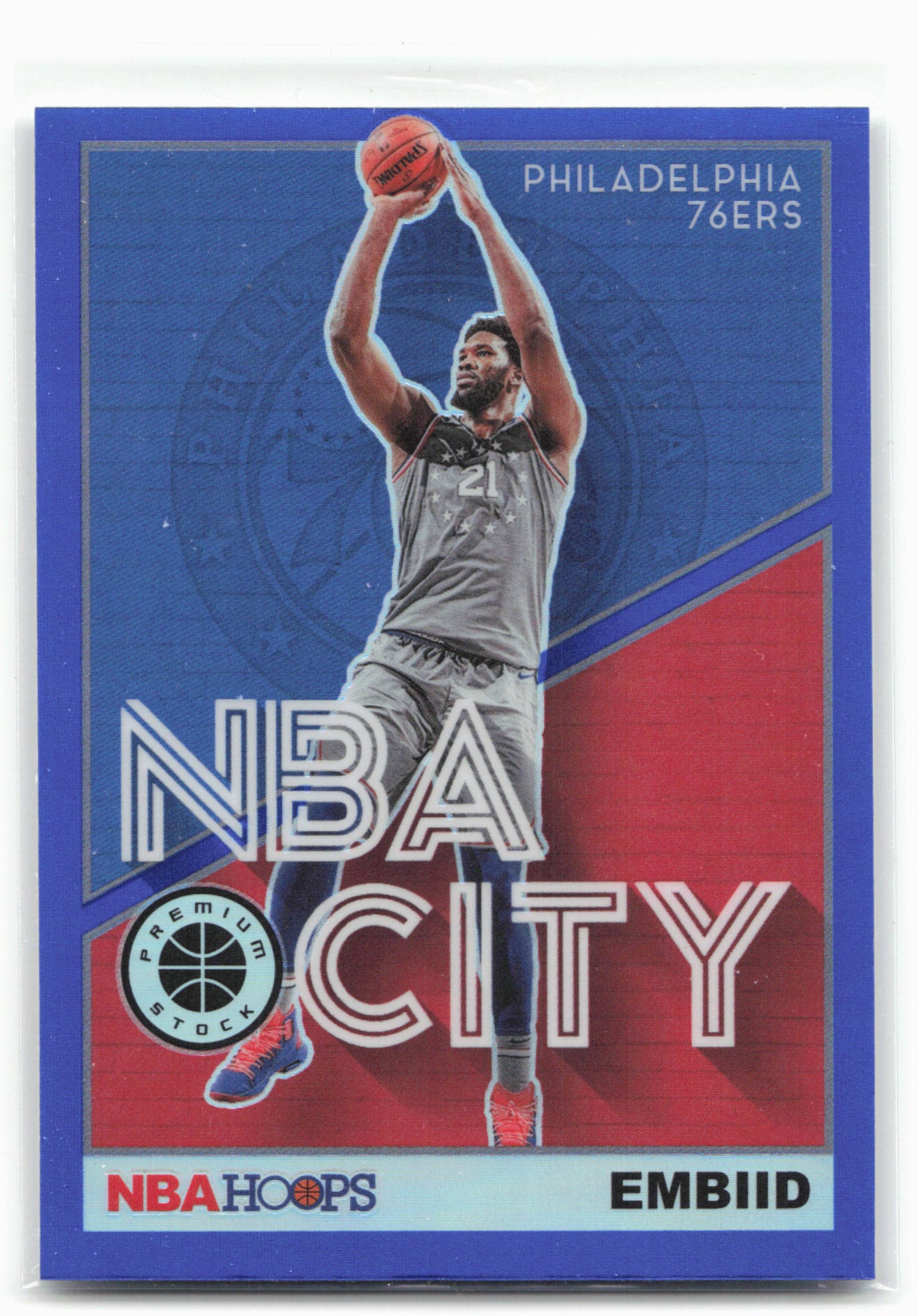2019-20 Hoops Premium Stock #25 Joel Embiid NBA City Blue