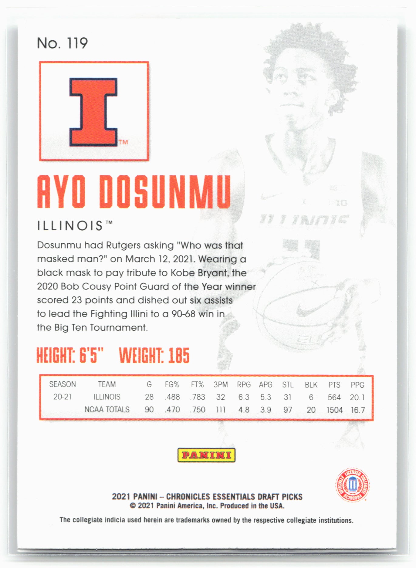 2021 Panini Chronicles Draft Picks #119 Ayo Dosunmu