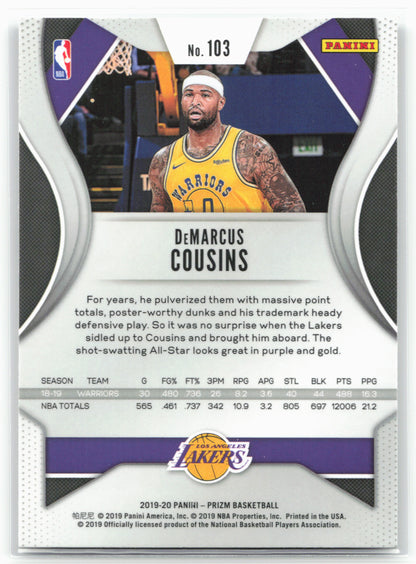 2019-20 Panini Prizm #103 DeMarcus Cousins