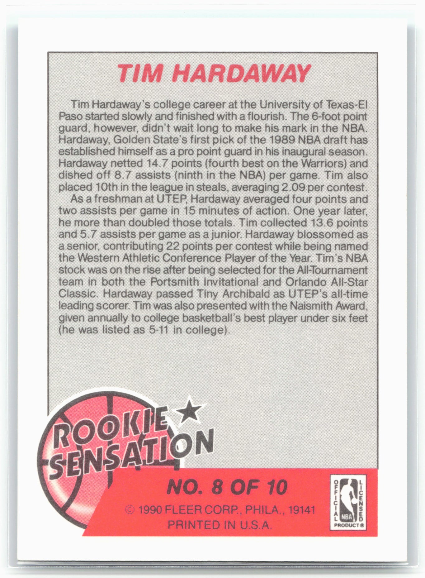 1990-91 Fleer #8 Tim Hardaway Rookie Sensations 26809