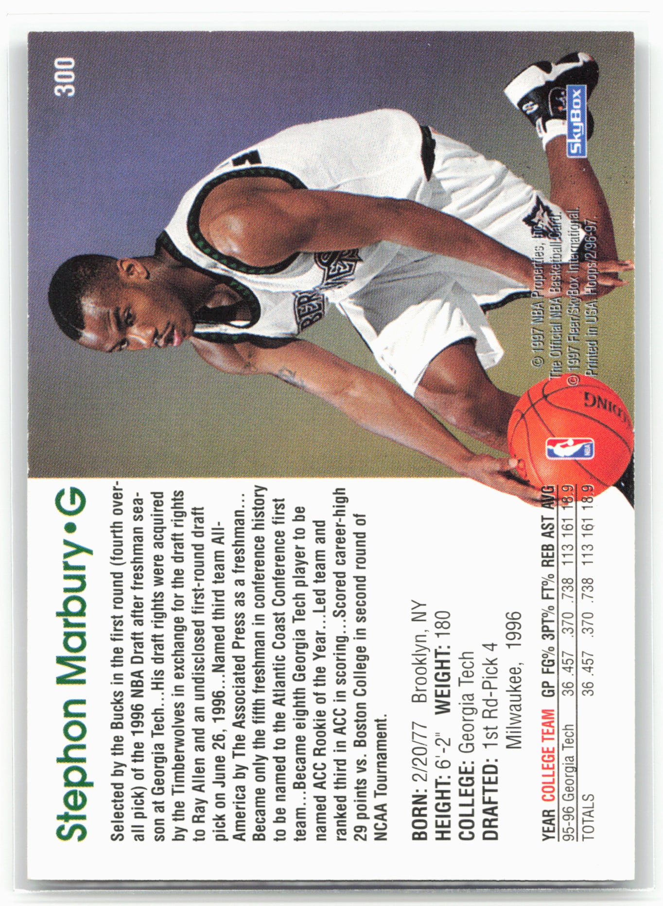1996-97 Hoops #300 Stephon Marbury 26810
