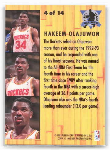 1993-94 Ultra #4 Hakeem Olajuwon All-NBA 26811