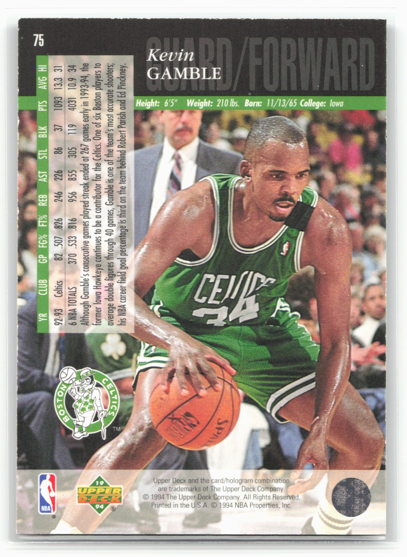 1993-94 Upper Deck Special Edition #75 Kevin Gamble Electric Court Gold